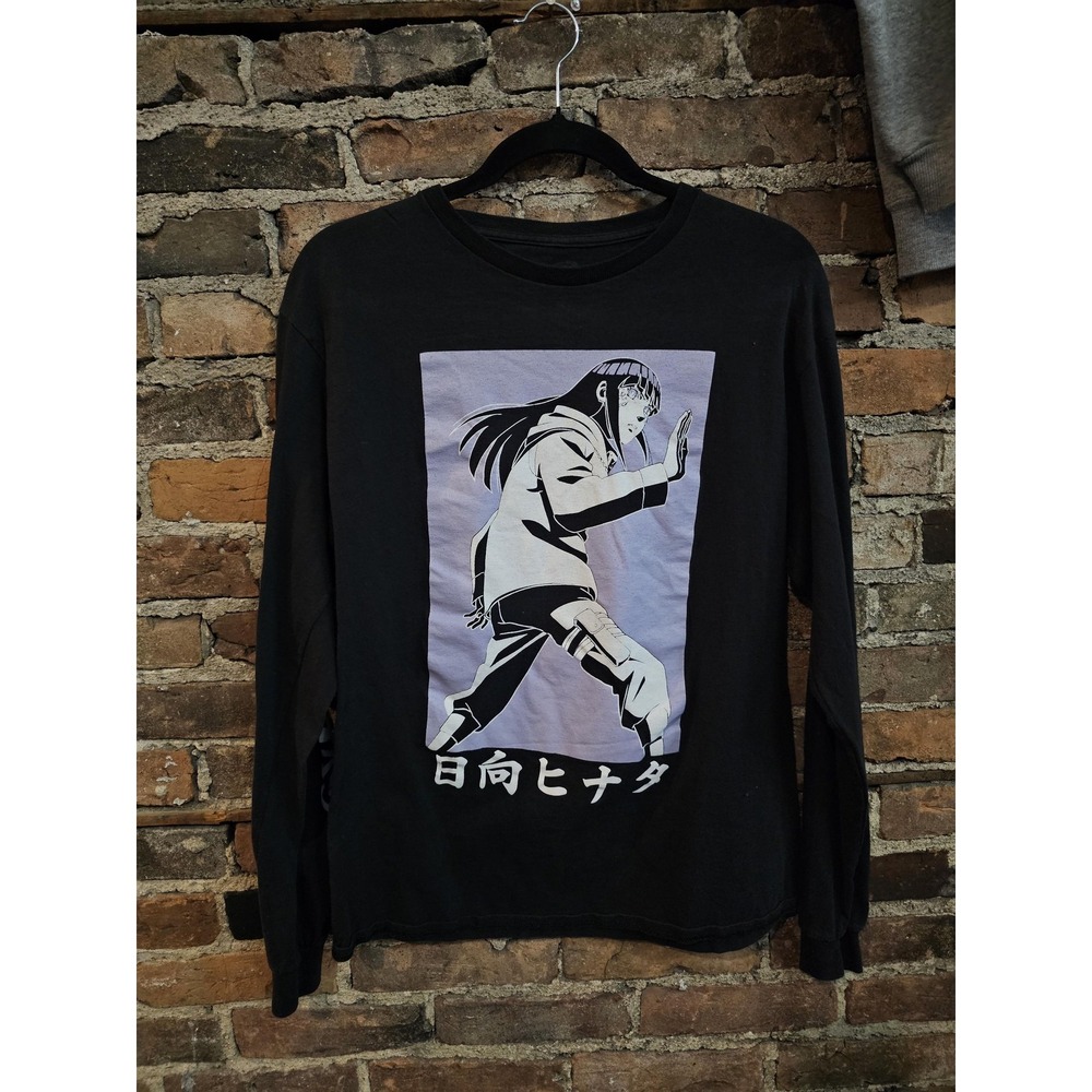 Naruto Shippuden Hinata Hyuga Shirt Mens Medium Black Long Sleeve Anime Tee